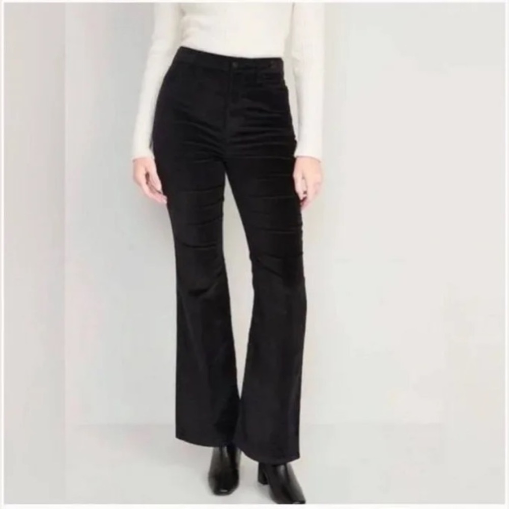 Old Navy Higher High-Waisted Black Velvet Pants, Sz 16